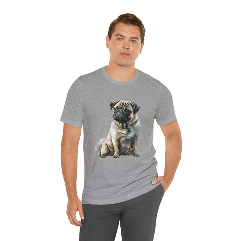 Loving Pug in Watercolor - Short Sleeve Tee